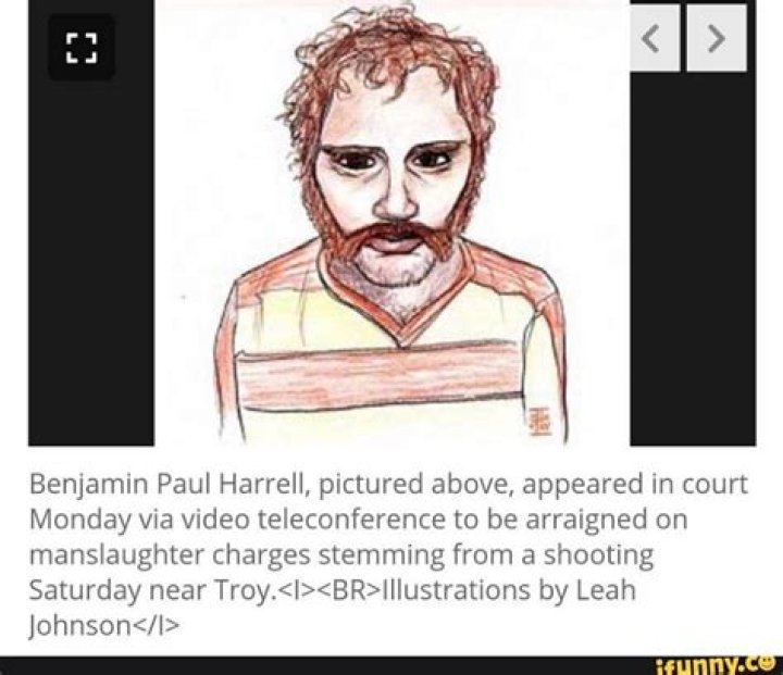 Benjamin Paul Harrell, pictured above, appeared in court Monday via