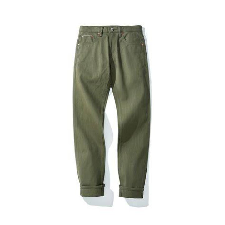 CustomMade Cargo Pants for Men Green Selvedge Denim Baggy Jeans