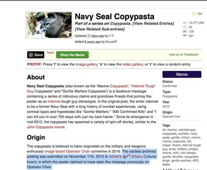 Navy Seals Copypasta Navy seals, Navy, Embedded image permalink